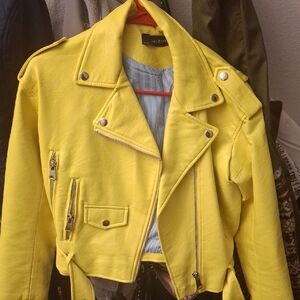 Zara Vibrant Yellow Leather Jacket